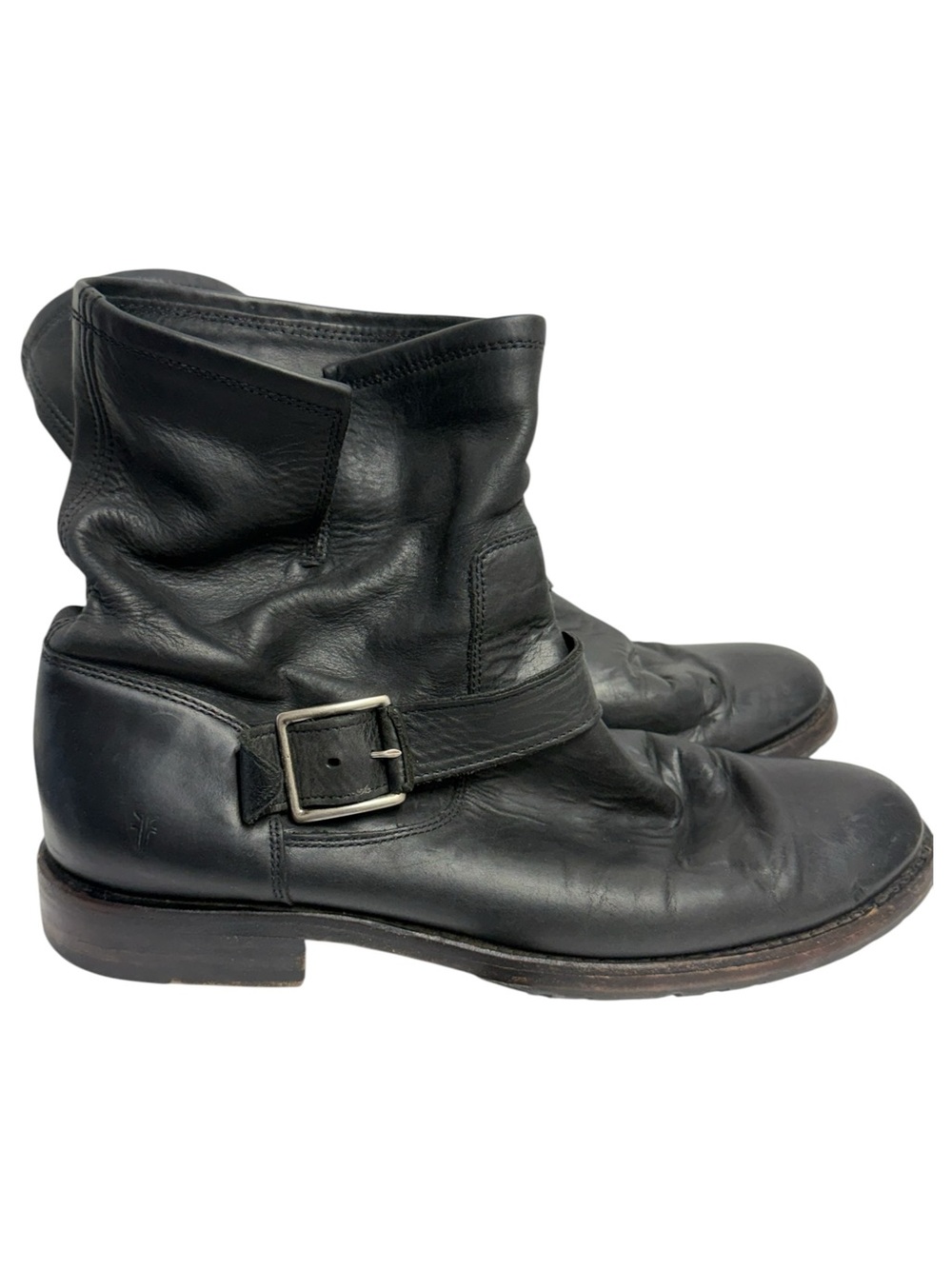 Frye Black Leather Moto Boots Sz 10